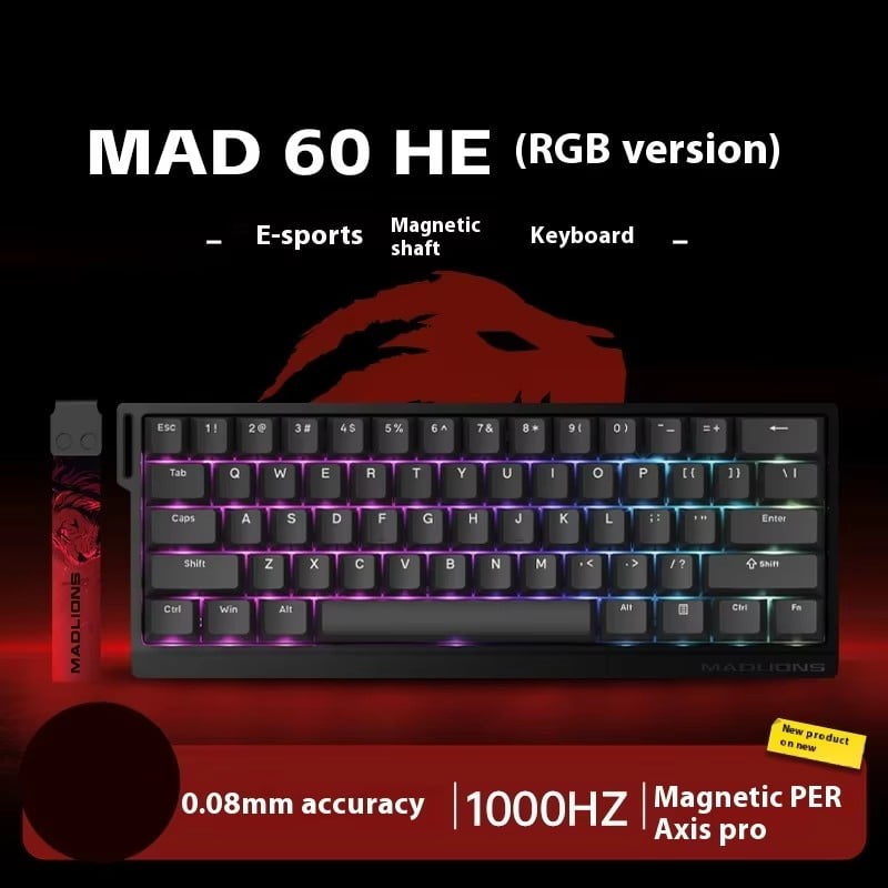 Mad 60he Mad 68he Wired Mechanical Keyboard Gaming Magnetic Switch RT 0.02mm 0.04mm 8K Polling Rate RGB Hotswap Keyboard