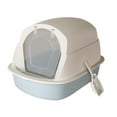 thumbnail image 3 of Hooded Cat Kitten Potty Enclosed Cat Toilet Reusable Anti Splashing with Front Gray, 3 of 9