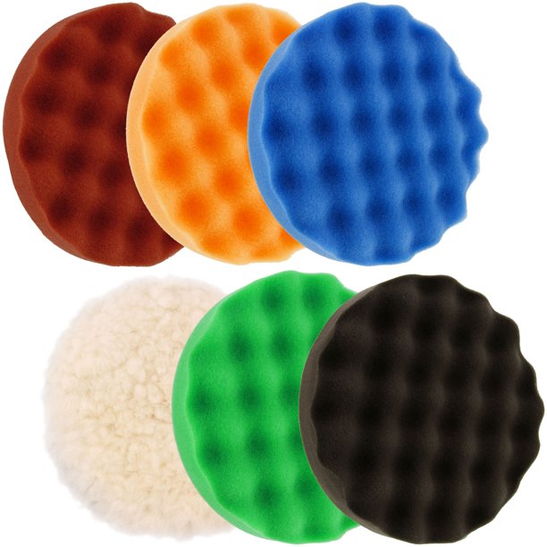 Buffing & Polishing Pad Kit with 6 6.5" Grip Pads; 5 Waffle Foam & 1