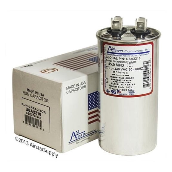 Trane CPT00479 - 45 370 / 440 Volt Volt VAC DyGTyX Round Run Capacitor , Made in the U.S.A.