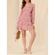 thumbnail image 5 of INSPIRE CHIC Vestido Floral de Cintura Ajustable con Cuello en V y Mangas Largas con Volantes Rosa S, 5 of 6