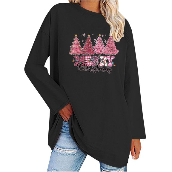 Plus Size Women T-Shirt Christmas Candy Snowman Gift Funny Casual Long Sleeve Graphic Cute Tee Tops