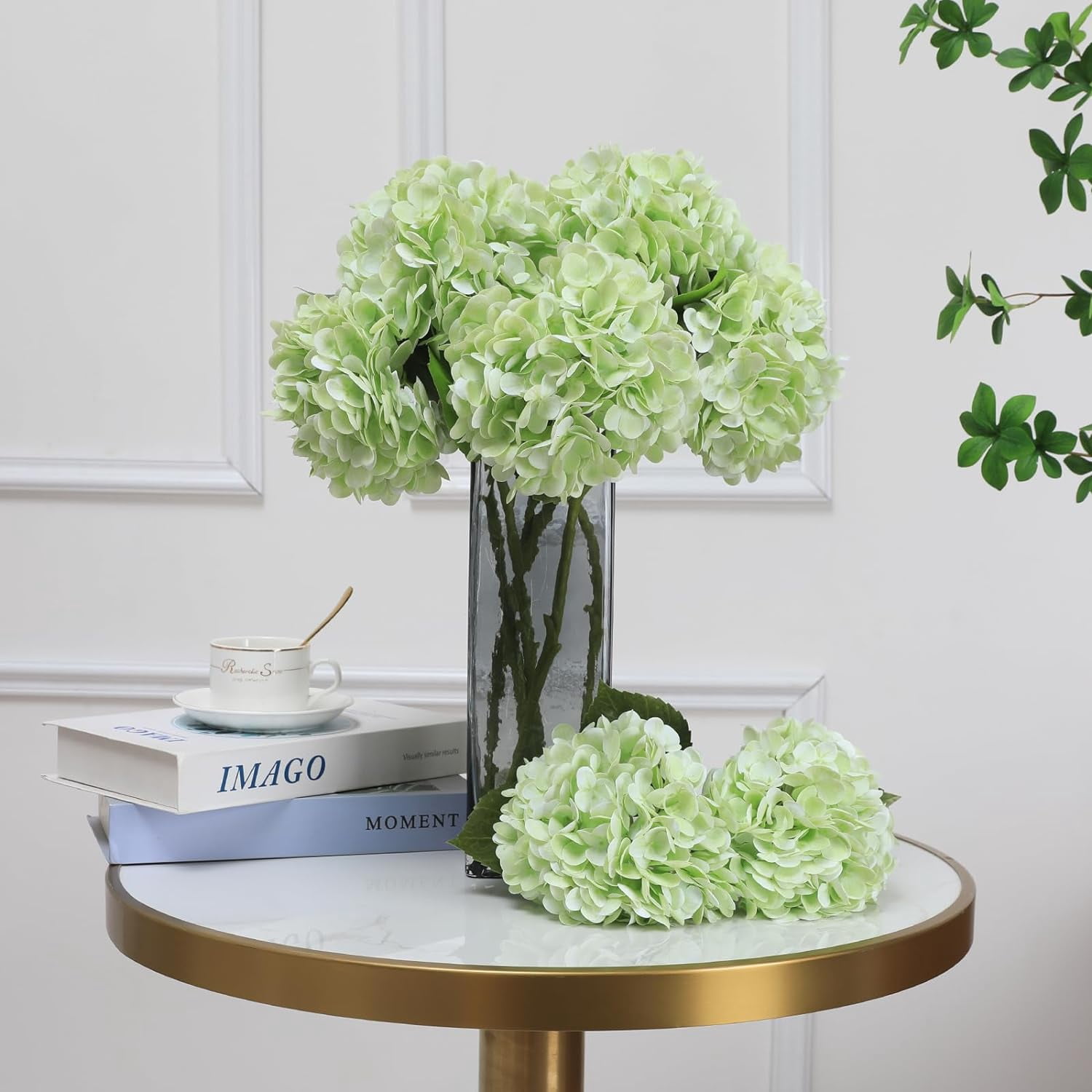Orange Hydrangea Artificial Flowers Silk Flowers Fake Hydrangeas Real Touch Hydrangea Flowers for Wedding Party Office Home Decor (Orange)