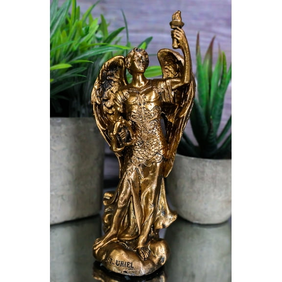 Bronzed Catholic Saint Uriel The Archangel Statue Patron of Ecology And Wisdom