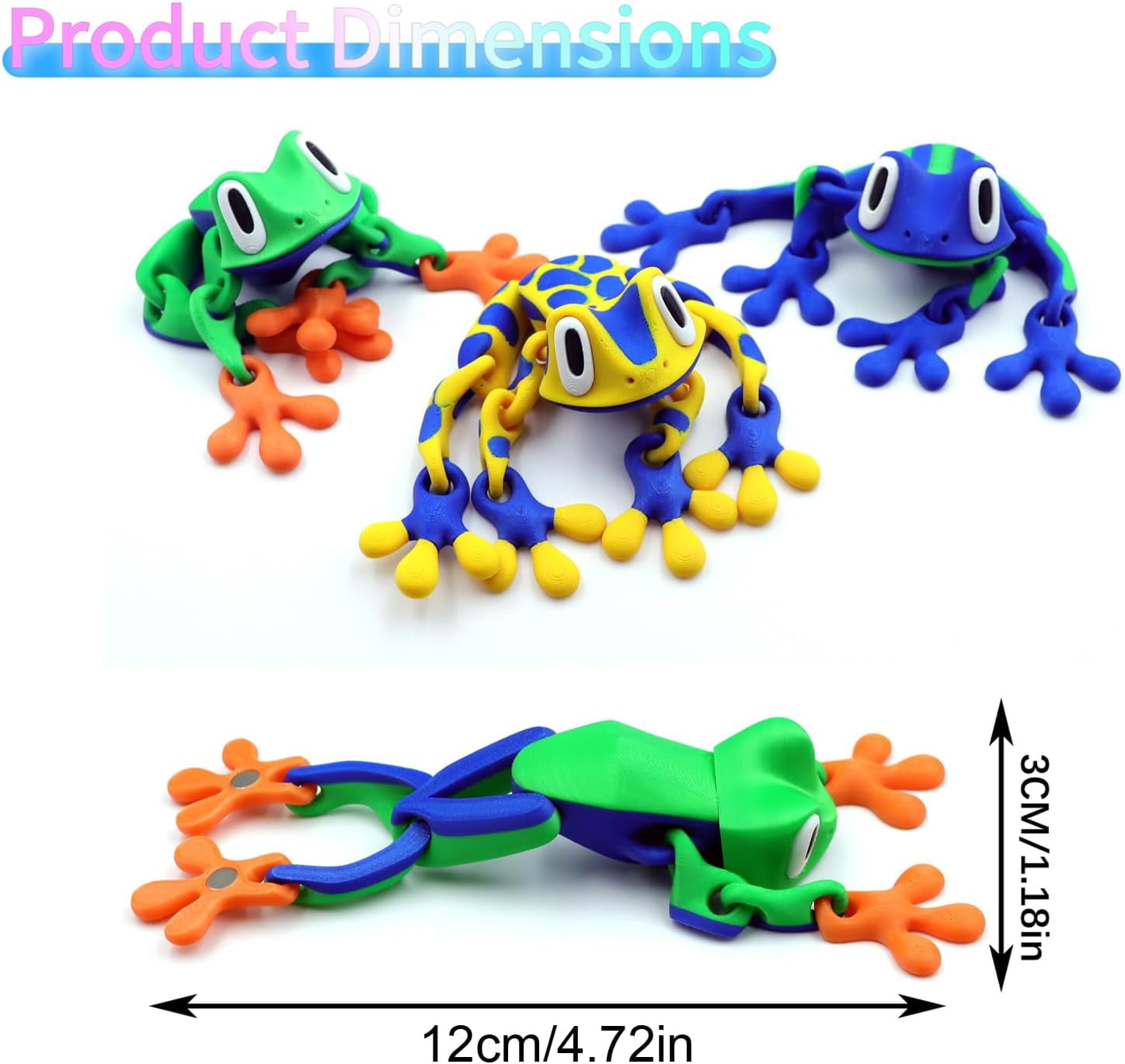 4PCS 3D Printed Magnetic Frog Fridge Magnets,2025 New Realistic Articulated Frog Fridge Magnet, Magnetic Animals Refrigerator Magnets,Funny Refrigerator Magnets for Locker Kitchen Car Desk（x）