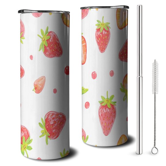 Strawberry 20oz Tumblers with Lid Straw Stainless Steel Travel Cups for Travel Commuting Driving