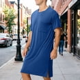 thumbnail image 5 of QSAWXQZ Men's Sleepshirt Crew Neck Short Sleeve Knee Length Breathable Lounge Nightshirt Sleepwear with Pocket XL, 5 of 9
