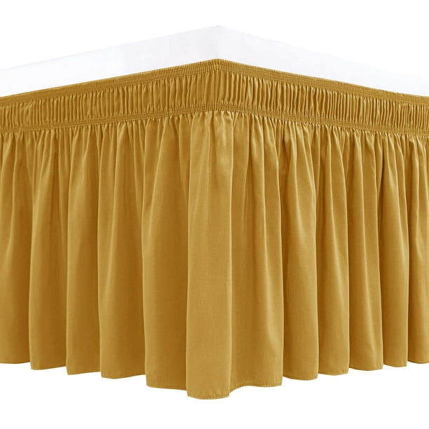 Faldón de cama Biscaynebay Full XL de 38 cm, dorado, resistente a las arrugas