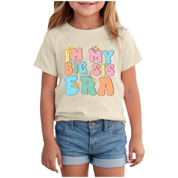 Ketyyh-chn99 Short Sleeved Shirts for Girls Toddler Girl Shirt Fashion Leisure Casual Tee T Shirts Cotton Short Sleeve Tees Size for 11-12 Years,Beige