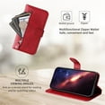 thumbnail image 4 of For Samsung Galaxy S25 Ultra 5G 6.9-inch Wallet Case for Women Men Multi-Card Slots Zipper Pocket Leather Phone Case,Red,For Galaxy S25 Ultra 5G, 4 of 7