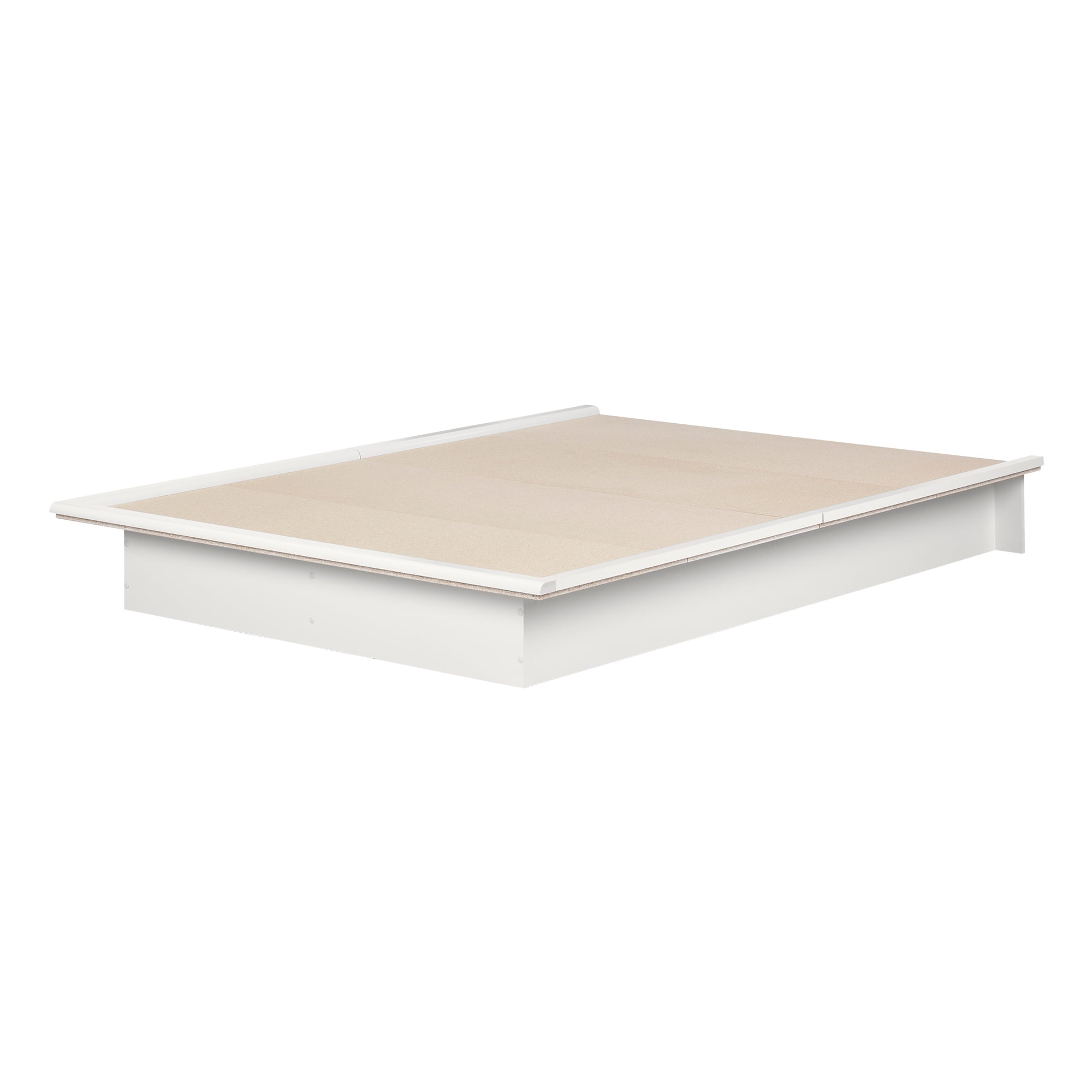South Shore Basics 54" Full Size Platform Bed with Molding, White