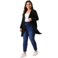 thumbnail image 3 of DARING DIVA Plus Size Long Sleeve Open Front Lightweight Cardigan 3X Black, 3 of 6