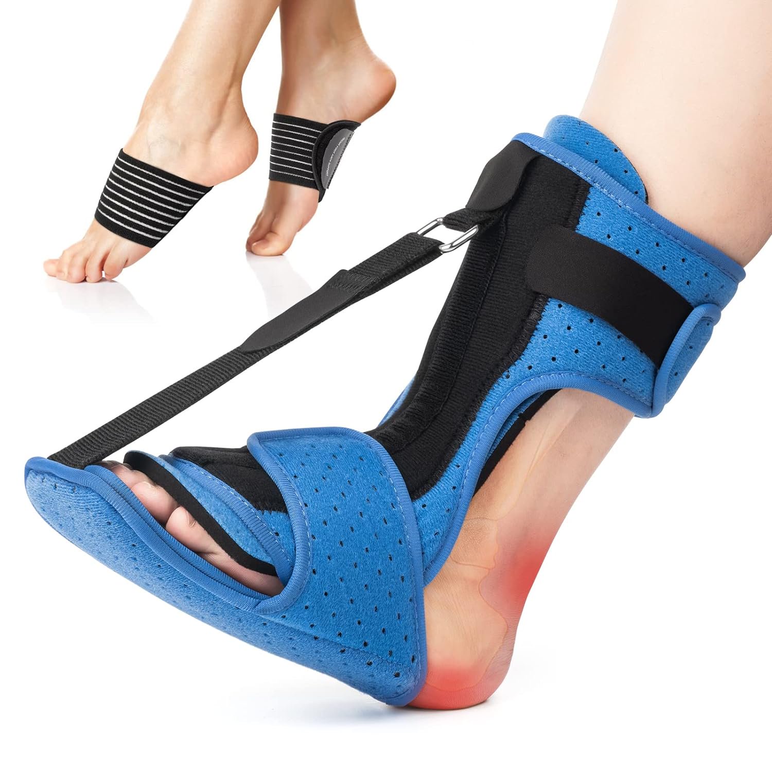 Plantar Fasciitis Brace with Arch Support | Dorsal Night Splint for Plantar Fasciitis Women Men | Dual Effective Plantar Fasciitis Relief Achilles Tendonitis Foot Drop Heel Pain Black-Blue