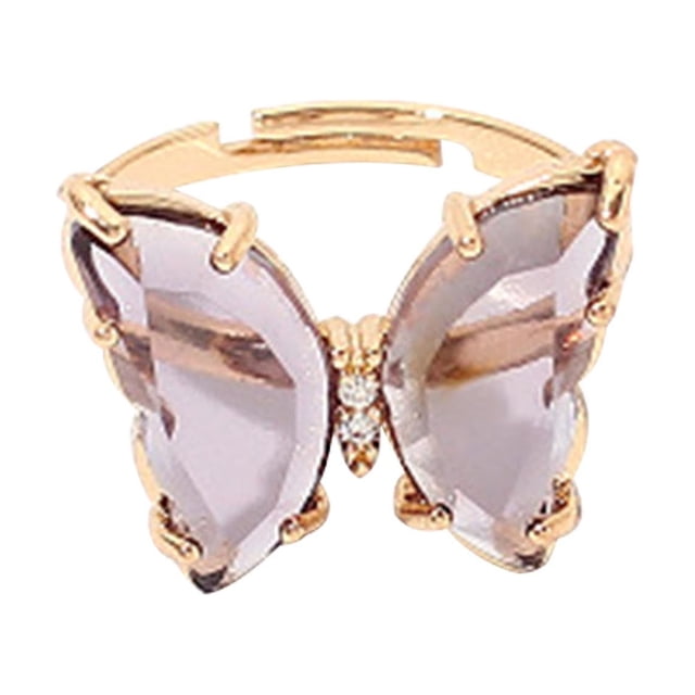 Butterfly Color Transparent Live Mouth Ring Female Ins Net Red Girl Fashion Ring