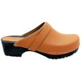 thumbnail image 2 of BJORK Maja Wood Open Back Leather Clogs in Cognac, 2 of 7