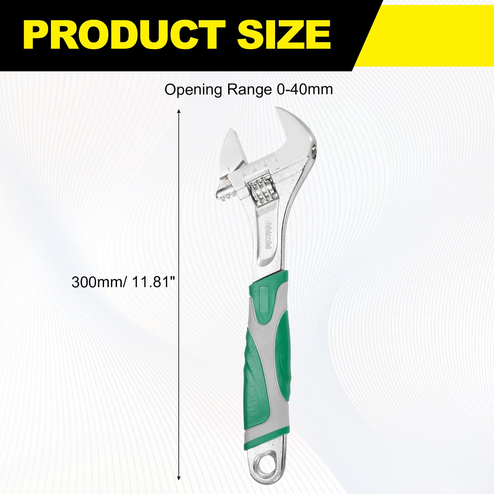 Uxcell Adjustable Wrench 10" High Carbon Steel Industrial Wide Jaw Wrench Adjustable Repairs Spanner Tool with Graduated Scale for Home Garage Workshop Plumbing, Green-Gray