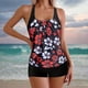 thumbnail image 2 of Gibobby Conjunto de Bañador Sexy Traje de baño para mujer Tankini Traje de baño normal de 2 piezas Sin espalda Impresión de 2 piezas Estampado ajustable (Rojo,M), 2 of 5