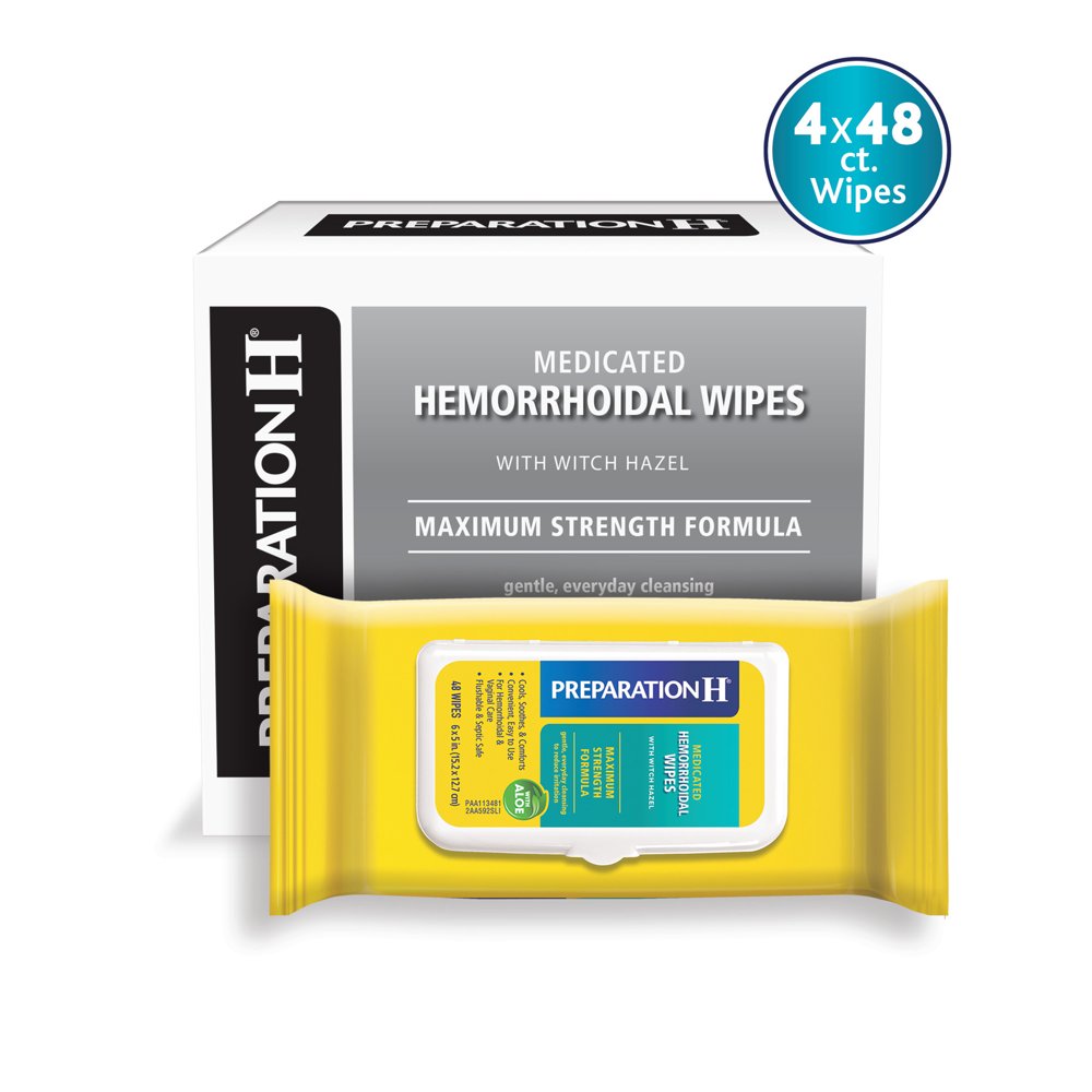 Preparation H Maximum Strength Hemorrhoid Relief Flushable Wipes, 192