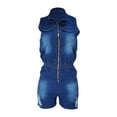 thumbnail image 6 of Mrat Jean Rompers Women's Stretchy Zipper Denim Bodysuit Elastic High Waist Denim Plus Size Overalls S-52 Blue m, 6 of 7