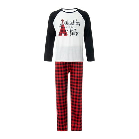 

Binpure Letter Print O-Neck Long Sleeve Blouse+ Plaid Pyjama Trousers