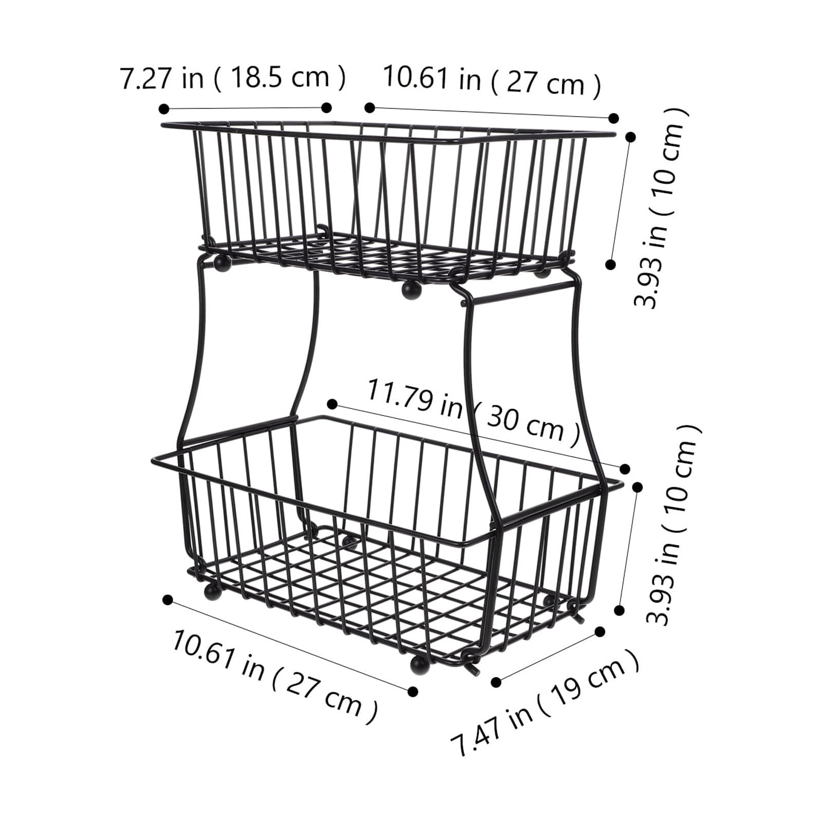 SWETRACE 1Pcs Kitchen Storage Basket Black Wire Fruit Organizer 30.00X19.00X10.00cm