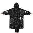 thumbnail image 2 of Oversized Wearable Blanket Hoodie,Black Gothic Cat Dreamcatcher Pattern Sherpa Blanket Hoodie with Super Pockets,Super Warm Fuzzy Pullover for Women & Men, 2 of 6