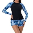 thumbnail image 7 of Amzcrzy Womens Rash Guard long sleeve Two Piece Swimsuit for Women, Floral Print Sleeves & Matching Boyleg Shorts, Upf 50+ Athletic Swimwear for Surfing Swimming, 7 of 7