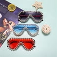 thumbnail image 2 of Blue Gafas de sol Y2k Gafas de sol con pedrería Gafas de sol para fotos de boda Gafas de fiesta, 2 of 5