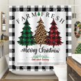 thumbnail image 5 of Christmas Shower Curtain Set, Xmas Pine Tree New Year Holiday Plaid Winter Farmhouse Bath Curtain, Waterproof Bathroom Curtian Accessory Set 12 Hooks 72x72 inch, 5 of 6