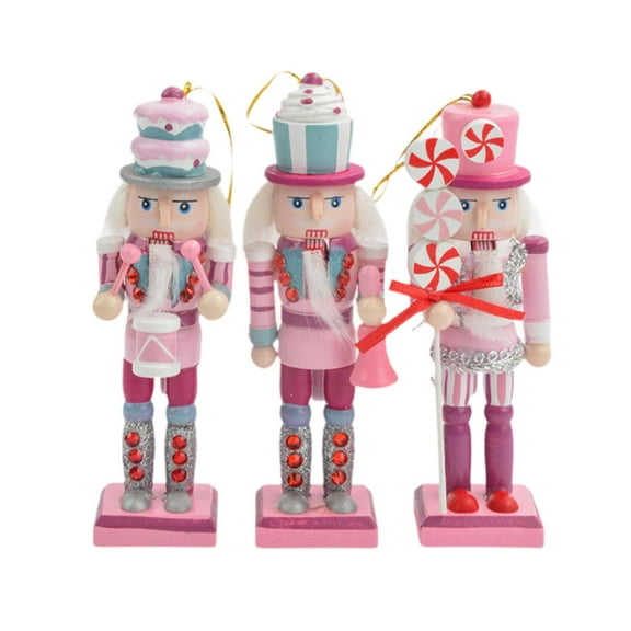 yotijay 3x Wooden Nutcracker Sculpture Party Favor Collectible Christmas Decoration Mini