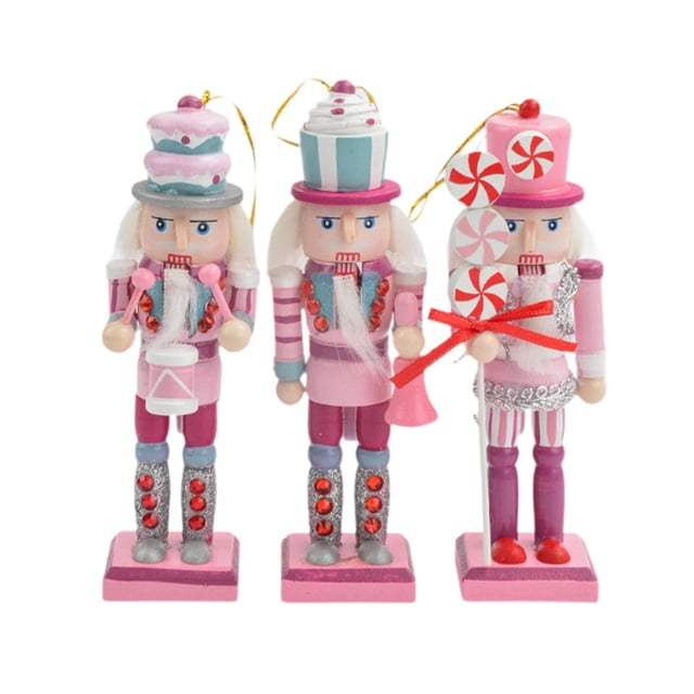 3 marionetas de cascanueces de madera coleccionables Strade Fareast Limited decoración navideña 12 cm