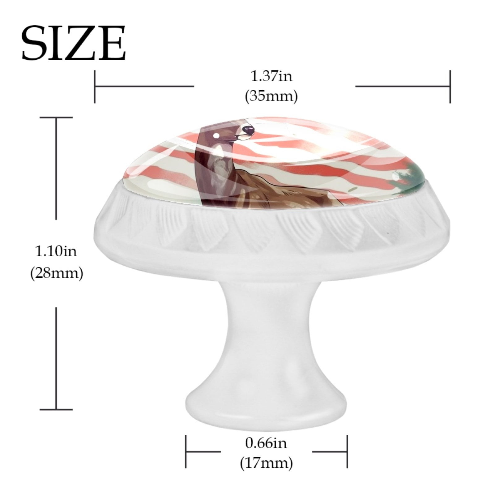 4 Pcs Deer and American Flag Knobs for Kitchen Cabinet Cupboard Dresser Bookcase Drawer Pulls Handles Round Home Decor