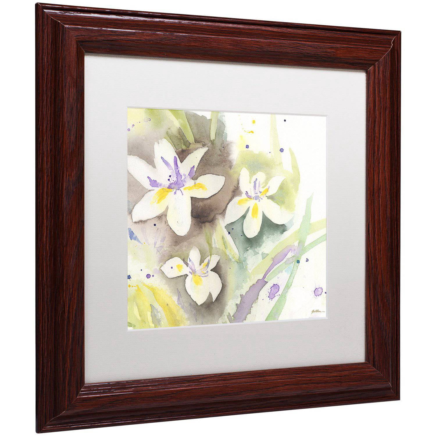 Trademark Fine Art "Sunflower Blossom Bouquet" Canvas Art by Sheila Golden White Matte, Wood Frame