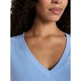 thumbnail image 4 of Time and Tru Women's Slub V Neck Tee with Short Sleeves, Sizes XS-XXXL, 4 of 5