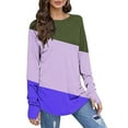 thumbnail image 5 of Kaemgyyd Plus Size Tops for Women Color Block Soft Comfy Tunic Tee Casual Loose Long Sleeve Crew Neck Shirt with Thumb Hole, 5 of 5