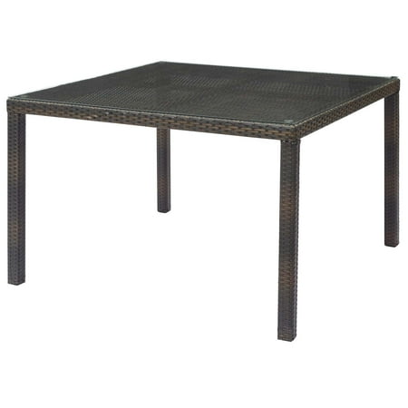 Balcony Dining Furniture Modern Contemporary Urban Design Outdoor Patio Balcony Garden Furniture Lounge Dining Table, Rattan Wicker Glass, Brown ()