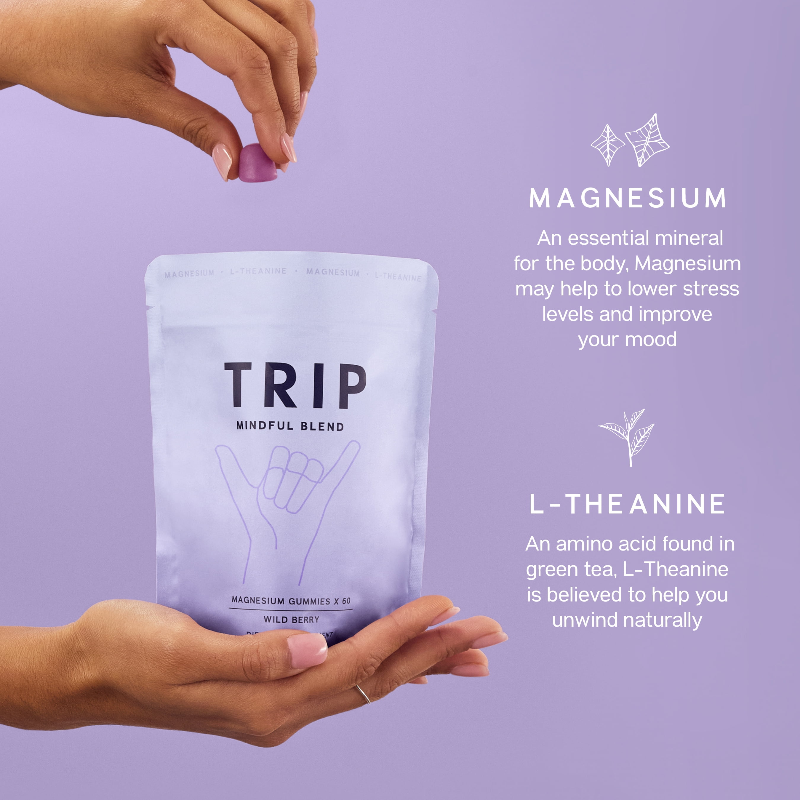Mindful Blend Magnesium Gummies Wild Berry Flavor