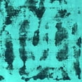 thumbnail image 1 of Ahgly Company Machine Washable Indoor Square Abstract Turquoise Blue Modern Area Rugs, 4' Square, 1 of 4