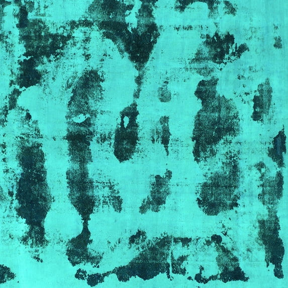 Ahgly Company Machine Washable Indoor Square Abstract Turquoise Blue Modern Area Rugs, 4' Square