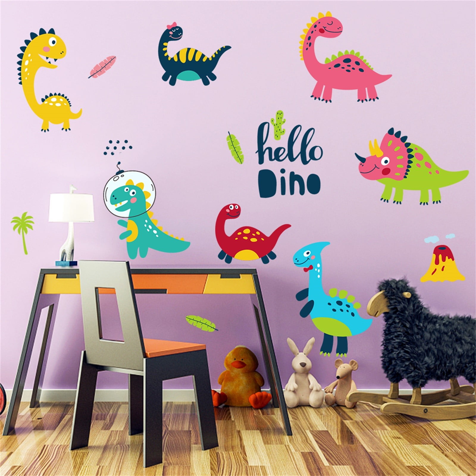 HUOXIG Dinosaur Wall Decals for Kids Bedroom Living Room Teen Boys and Girls Bedroom Animal Wall Decal Stickers Nursery Decor Cartoon Animal Adhesive PVC Wall Decal Home Decorations 