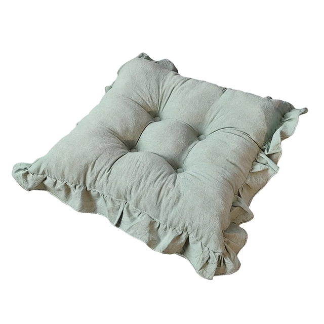 Leodye 1PCS Velvet Ruffled Square Chair Cushion , Soft Floor Seat Pad, for Home office and Outdoor Use -17.72*17.72IN