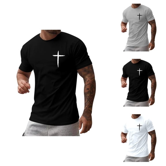 Christian T Shirts for Men 2026 Summer Casual Short Sleeve Crewneck Cross Graphic Tees