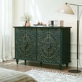 thumbnail image 6 of HLR 48"W Vintage Wood 4 Doors Sideboard Buffet Cabinet with Storage for Living Room, Credenza Green., 6 of 7