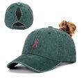 thumbnail image 2 of Duoif Washed Baseball Caps for Men Women with Small Heart Embroidery Women Criss Cross Ponytail Baseball Cap, Adjustable Baseball Hat for Women, Mesh Outdoor Sports Hat for Travel, Sports, 2 of 8