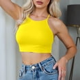 thumbnail image 2 of Womens Bikini Top Women's Solid Color Vintage Neck Tie Knot Back Soft Padding Bikini Top Swimsuit Bathing Suit Top Yellow XL, 2 of 5