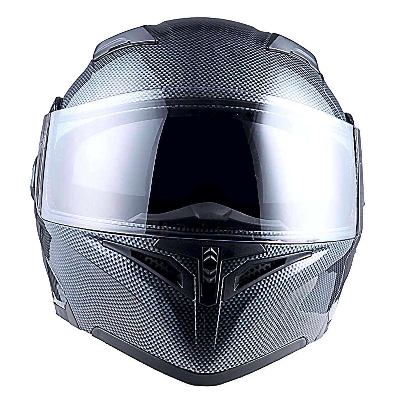 1Storm Motorcycle Street Bike Modular Flip up Dual Visor Full Face Helmet HB89 Carbon Fiber Black