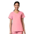 thumbnail image 2 of Maevn Red Panda Women's Curved Mock Wrap Top & Full Elastic Cargo Pant Scrub Set, 2 of 5