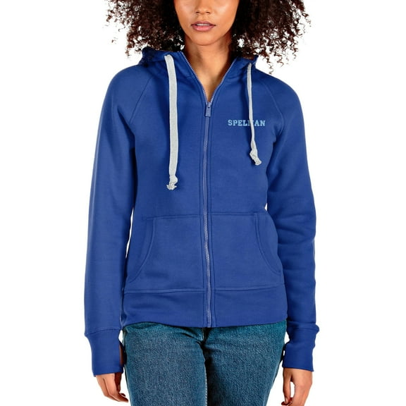 Women's Antigua Royal Spelman College Jaguars Victory Full-Zip Hoodie