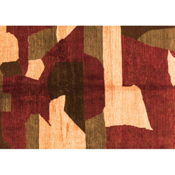 Ahgly Company Indoor Rectangle Abstract Orange Modern Area Rugs, 8' x 10'