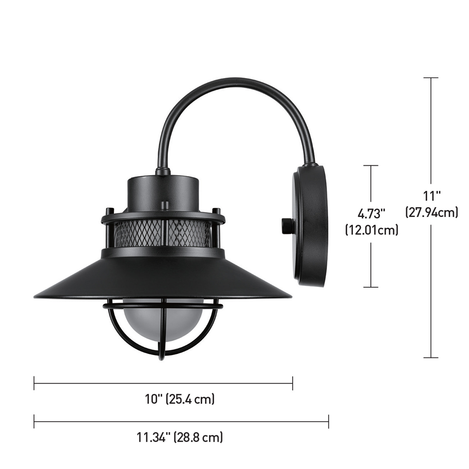 Open Box Globe Electric 1-Light Matte Black Outdoor Indoor Wall Sconce Frosted Glass Shade
